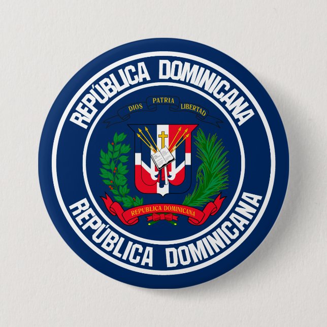 Dominican Republic Round Emblem Button (Front)