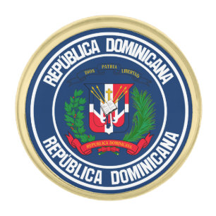 Dominican Republic Round Emblem Gold Finish Lapel Pin