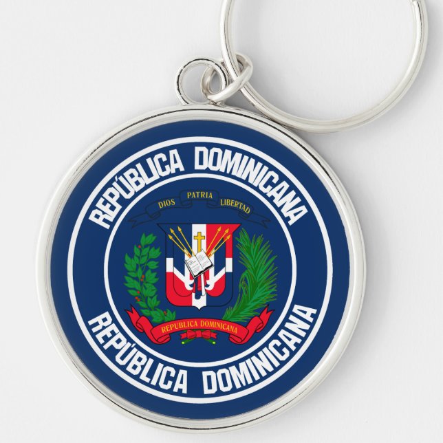 Dominican Republic Round Emblem Keychain (Front)