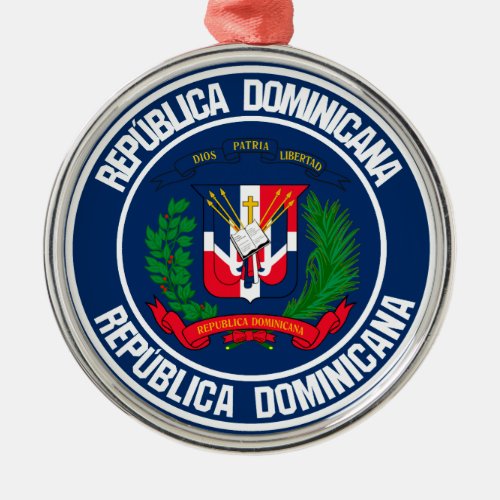 Dominican Republic Round Emblem Metal Ornament