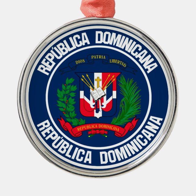 Dominican Republic Round Emblem Metal Ornament (Front)