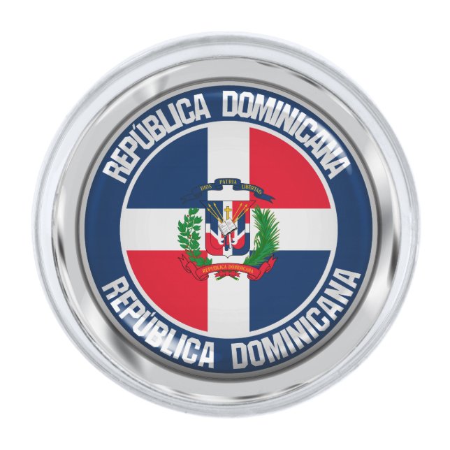 Dominican Republic Round Emblem Silver Finish Lapel Pin (Front)