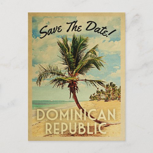 Dominican Republic Save The Date Beach Palm Tree Announcement Postcard