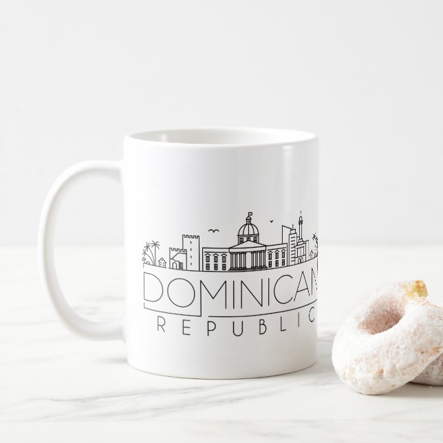 Dominican Republic Stylized Skyline Coffee Mug (With Donut)