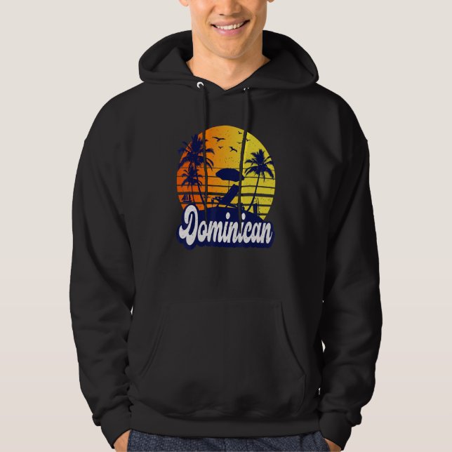 Dominican Republic Sunset Beach Retro Hoodie (Front)