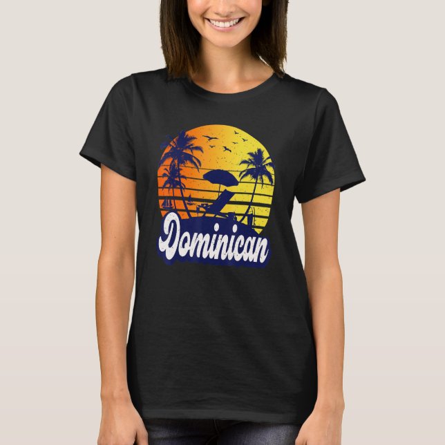 Dominican Republic Sunset Beach Retro T-Shirt (Front)