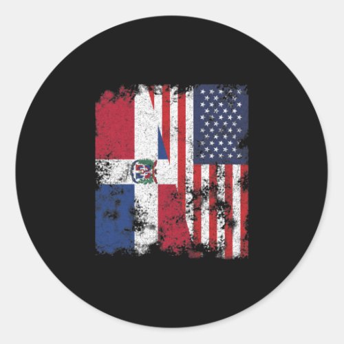 Dominican Republic USA Flag Half America Classic Round Sticker