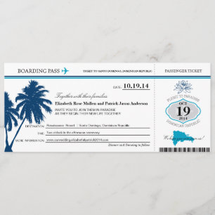 Dominican Republic Wedding Boarding Pass Invitation