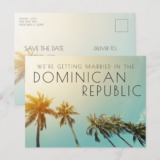 Dominican Republic Wedding Save the Date Announcement Postcard (Front/Back)