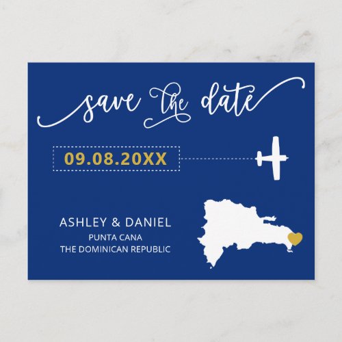 Dominican Republic Wedding Save the Date Map Postcard