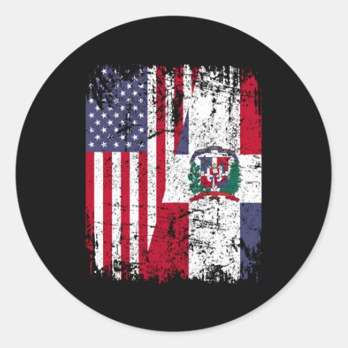 Dominican Roots Half American Flag Dominican Flag Classic Round Sticker