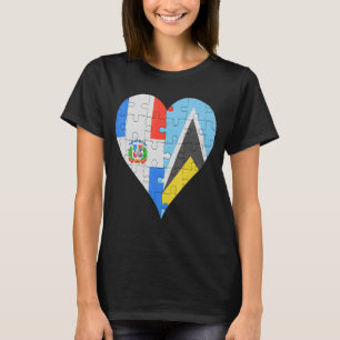 Dominican St Lucian Flag Heart T-Shirt