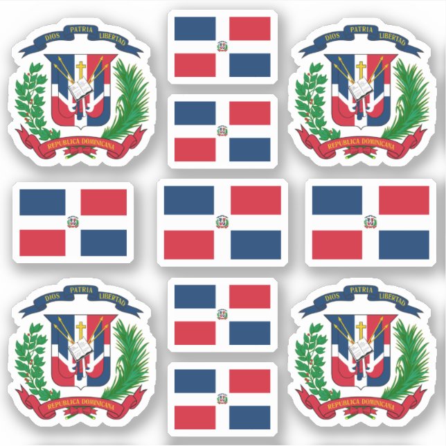 Dominican state symbols / coat of arms and flag sticker (Front)