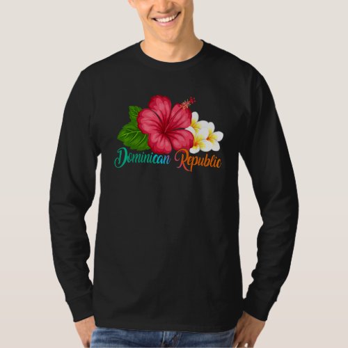 Dominican Vacation Tropical Hibiscus Flower   T_Shirt