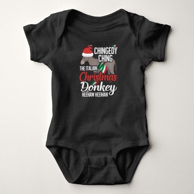 Dominick The Christmas Donkey Italian Christmas Do Baby Bodysuit (Front)