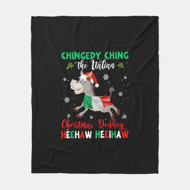 Dominick The Christmas Donkey-Italian Donkey Fleece Blanket (Front)