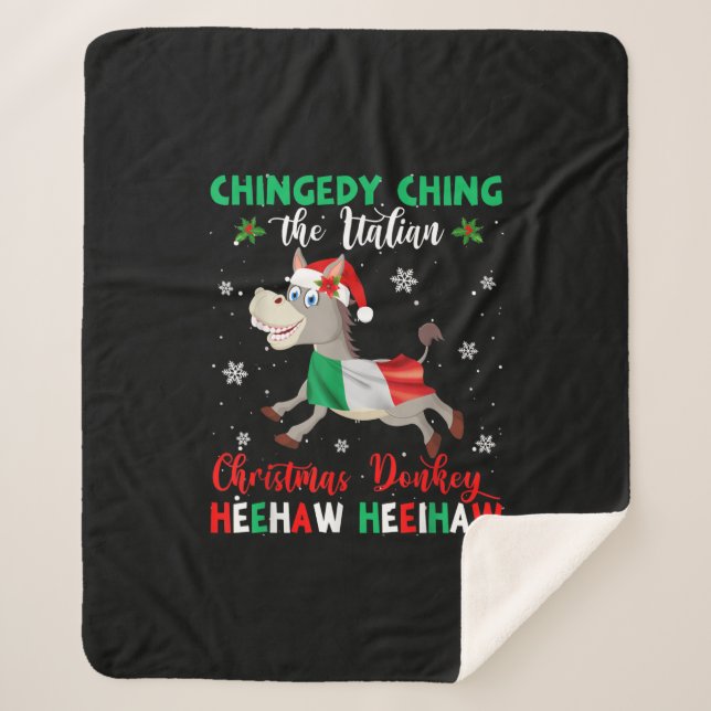 Dominick The Christmas Donkey-Italian Donkey Sherpa Blanket (Front)