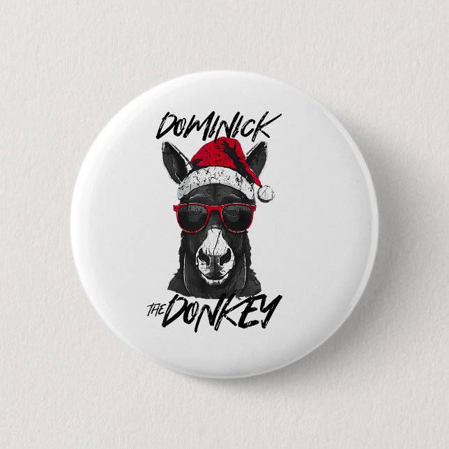 Dominick The Donkey Funny Christmas Italian Christ Button (Front)