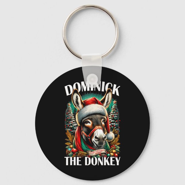 Dominick The Donkey Funny Christmas Italian Christ Keychain (Front)
