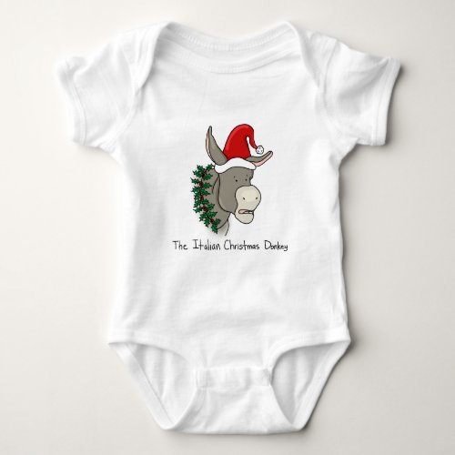 Dominick the Italian Christmas Donkey Baby Bodysuit
