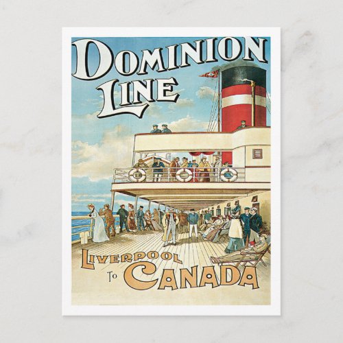 Dominion Line Liverpool To Canada Postcard