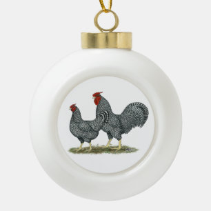 Dominique Chickens Ceramic Ball Christmas Ornament