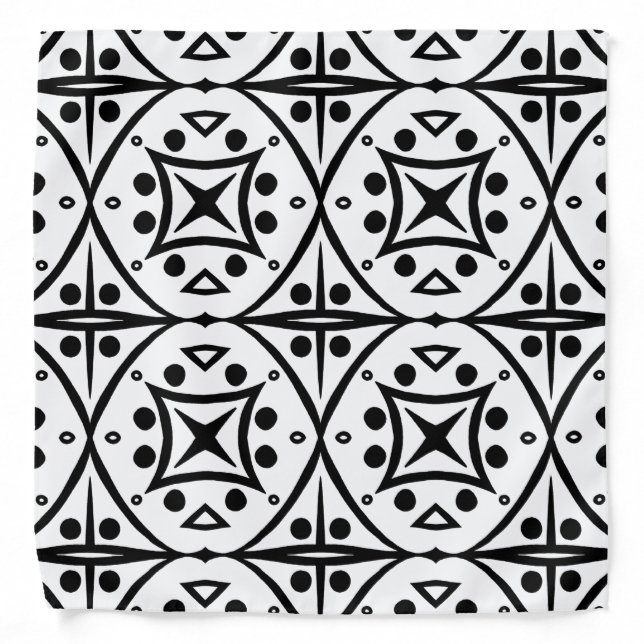 Dominno Pattern Hand Drawn Tile Bandana (Front)