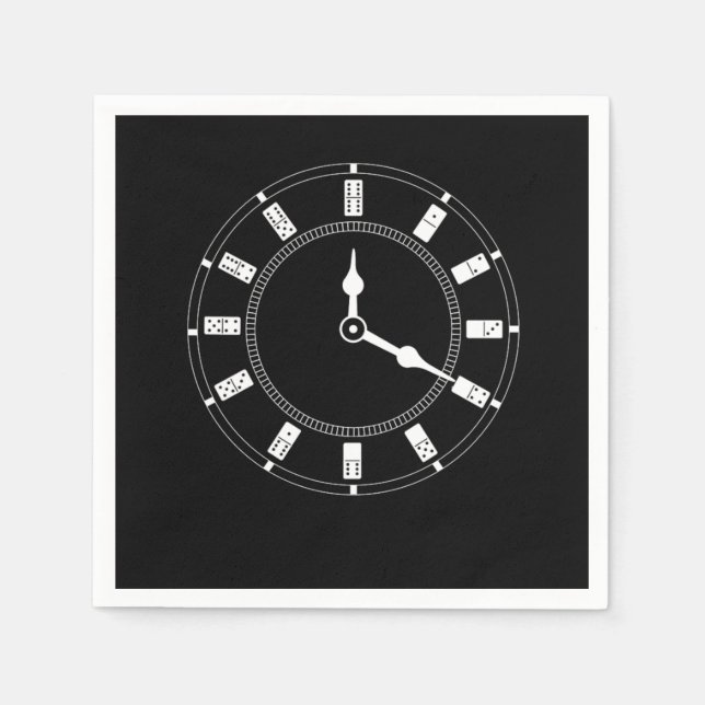 Domino Clock Dominoes Tiles Puzzler Game Gift Napkins (Front)