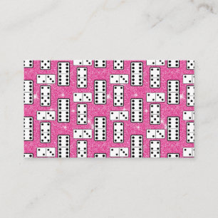 Domino Pieces Dominoes Board Game Pink Glitter Business Card
