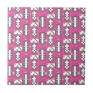 Domino Pieces Dominoes Board Game Pink Glitter Ceramic Tile