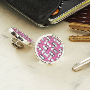 Domino Pieces Dominoes Board Game Pink Glitter Lapel Pin