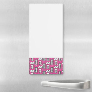 Domino Pieces Dominoes Board Game Pink Glitter Magnetic Notepad