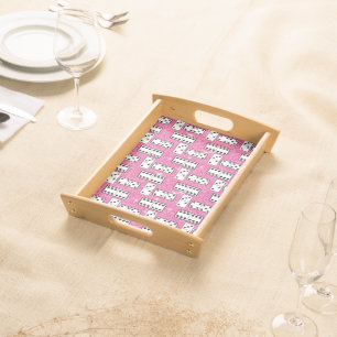 Domino Pieces Dominoes Board Game Pink Glitter Serving Tray
