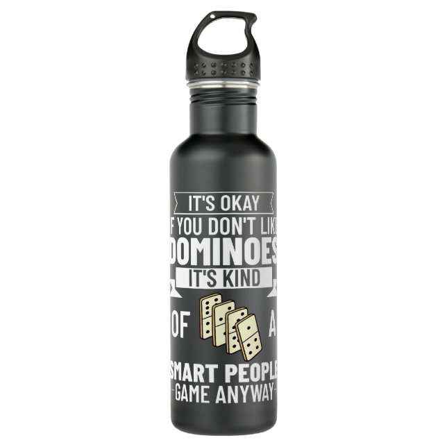 Domino Player Board Game Dominoes Stainless Steel Water Bottle (Front)