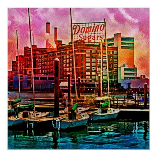Domino Sugars at Dawn Baltimore Maryland Poster