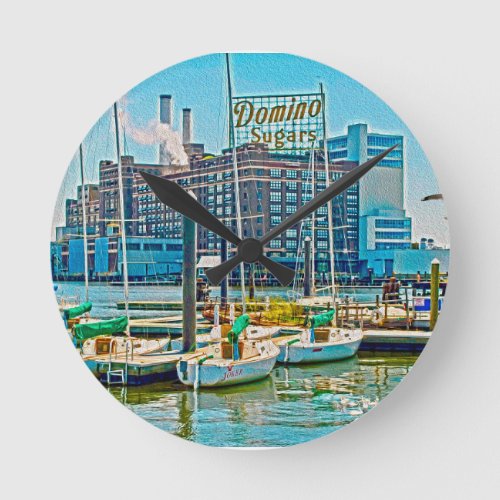 Domino Sugars Factory Baltimore Maryland Poster Round Clock