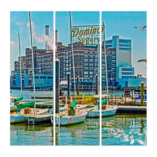 Domino Sugars Factory Baltimore Maryland Poster Triptych