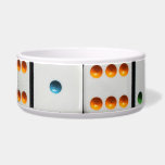 Dominoes pet bowl<br><div class="desc">Color up your pet's eating area with this "Dominoes" design bowl.  You may hit "customize" and move the design around to get different dot colors and patterns to show,  as well make the dominoes larger or smaller.</div>