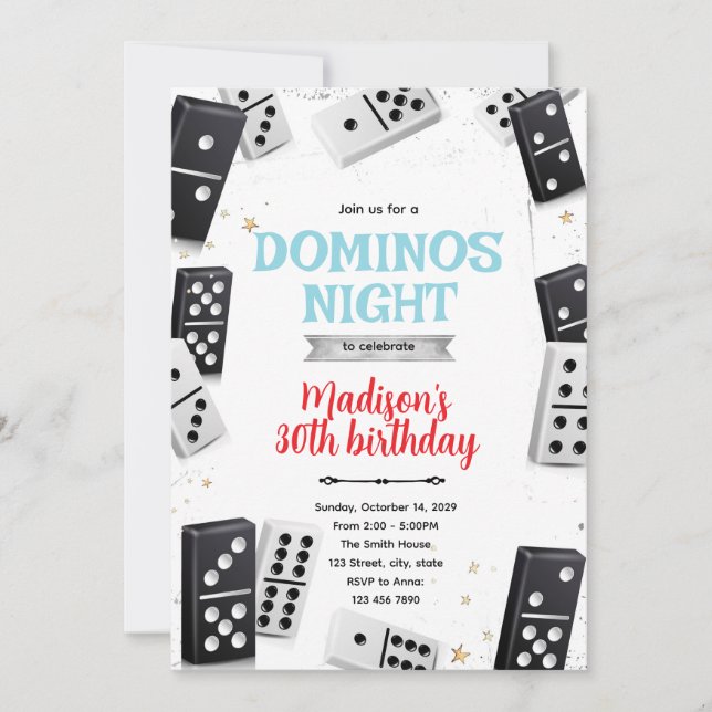 Dominos game night party invitation (Front)