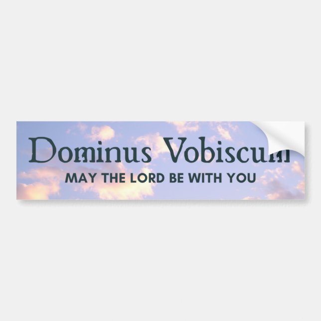 Dominus Vobiscum Latin Mass Trad Catholic Sky Blue Bumper Sticker (Front)