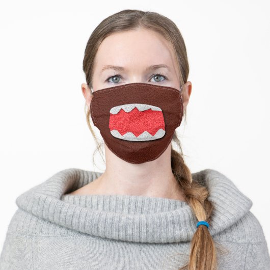 Domo Kun Mouth Funny Mouth Teeth Fun Face Adult Cloth Face Mask (Worn)