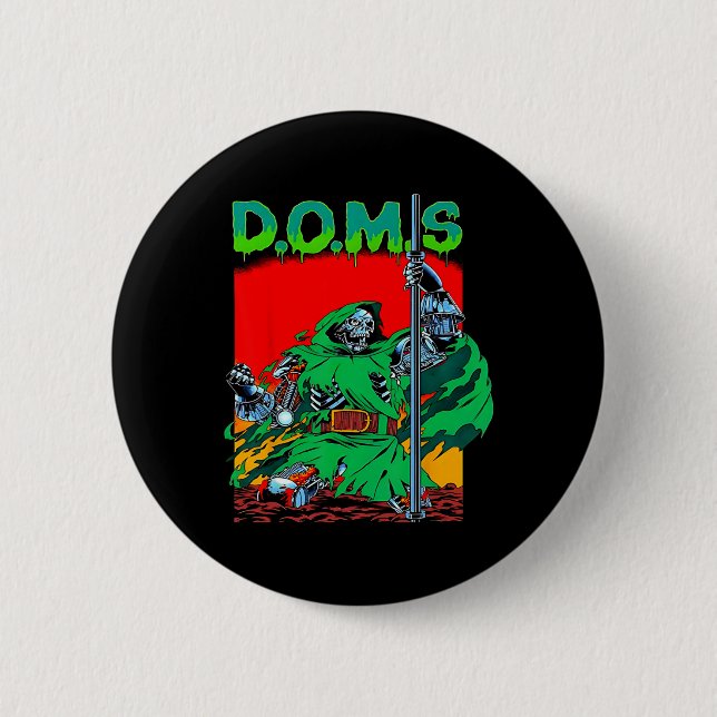 Doms Funny Muscle Gym Weightlifting Bodybuilding F Button (Front)