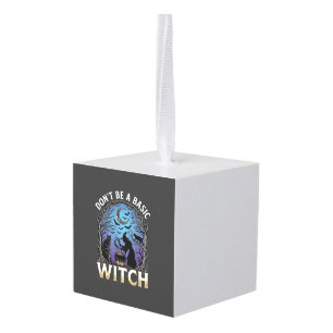 Don Be Basic Witch Halloween Cauldron Black Cats Cube Ornament