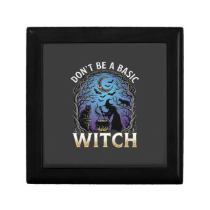 Don Be Basic Witch Halloween Cauldron Black Cats Gift Box