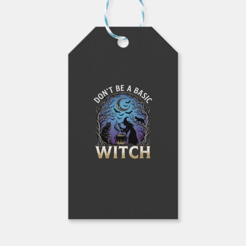 Don Be Basic Witch Halloween Cauldron Black Cats Gift Tags