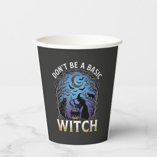 Don Be Basic Witch Halloween Cauldron Black Cats Paper Cups