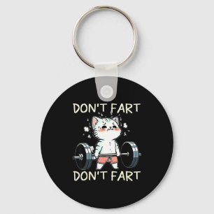Don' Fart Gym Cat Weight Keychain