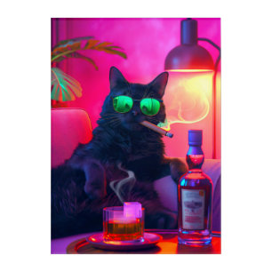 Don Gatto's Nightcap   Fancy Cat Drinking Whiskey Acrylic Print