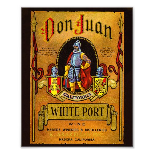 Don Juan White Port Wine packing label Photo Print