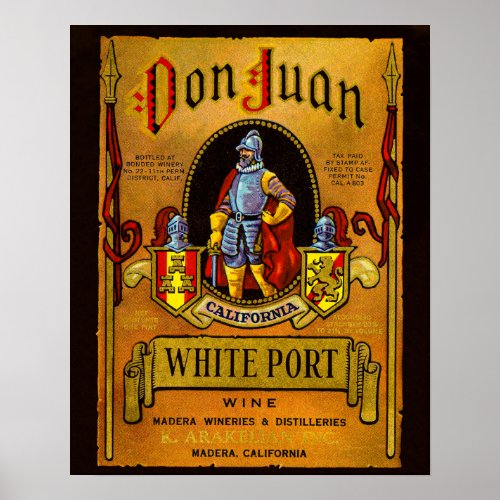 Don Juan White Port Wine packing label Poster